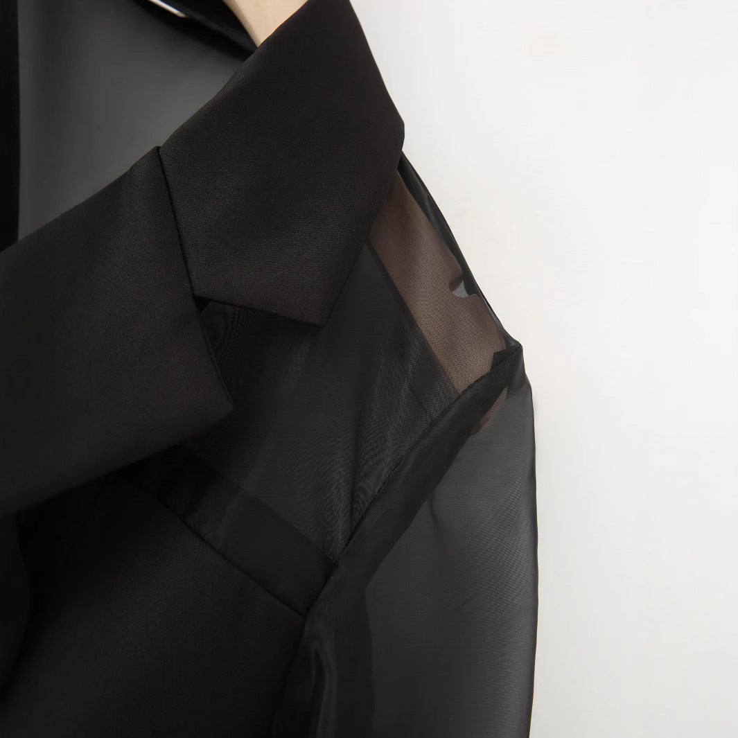 Dame elegant blazerjakke med gennemsigtige ærmer Stilla