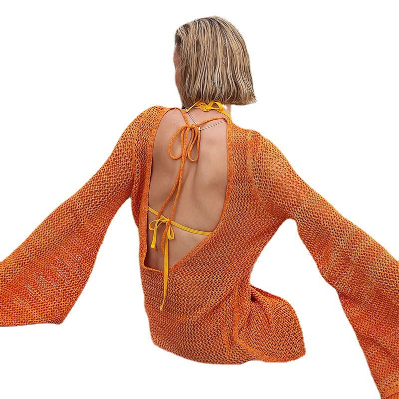 Dame Åben-Ryg Strik Strandoverdel Stilla