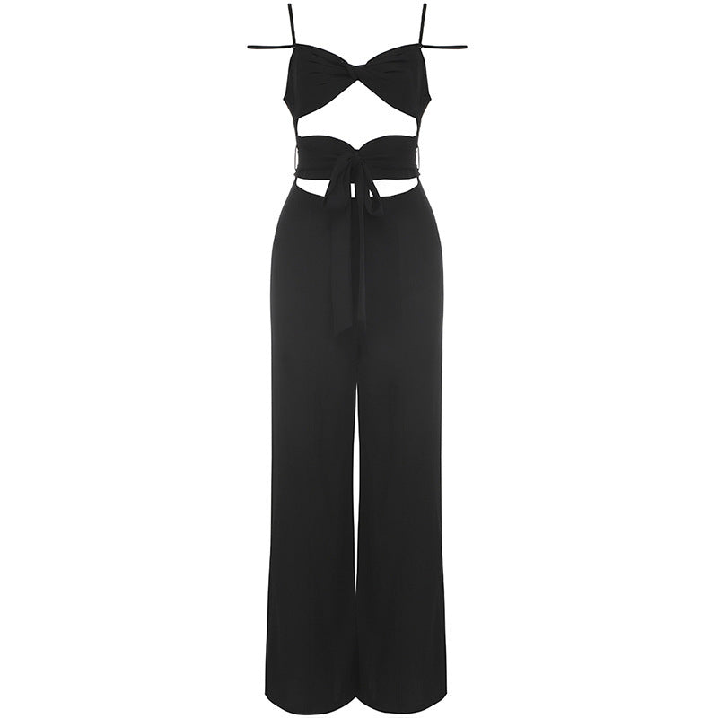 Dame Struktureret Jumpsuit med raffinerede Cut-Out-detaljer og elegante stropper Stilla