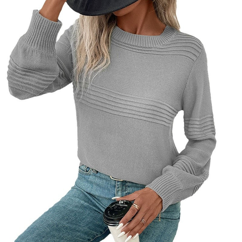 Dame eksklusiv strikket pullover med struktureret design Stilla