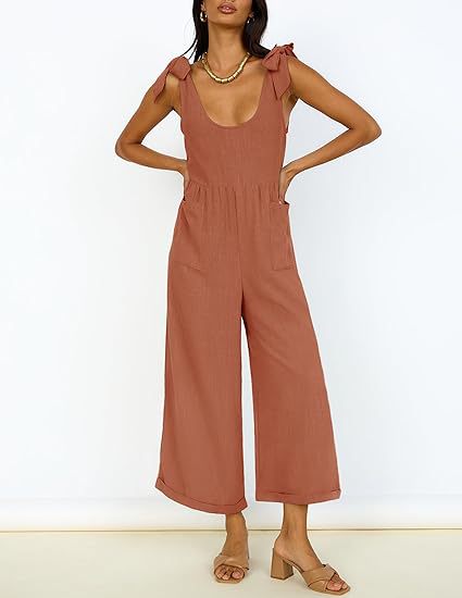 Dame Casual Jumpsuit med justerbare stropper og bred ben Stilla
