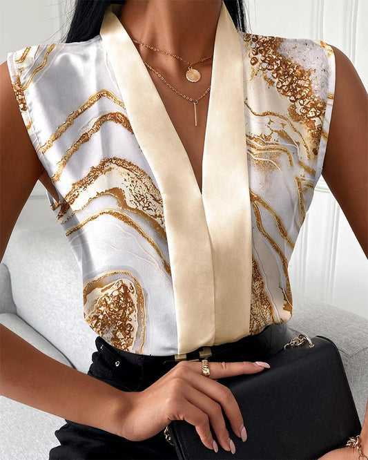 Dame elegant bluse med kreativ marmor-effekt og kvalitetsstof Stilla