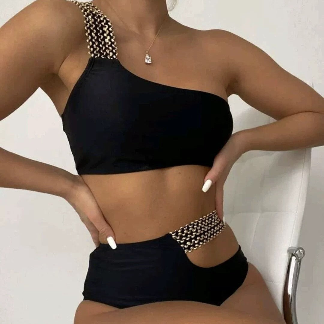 Dame Cut-Out Én-skulder Bikini Sæt Stilla