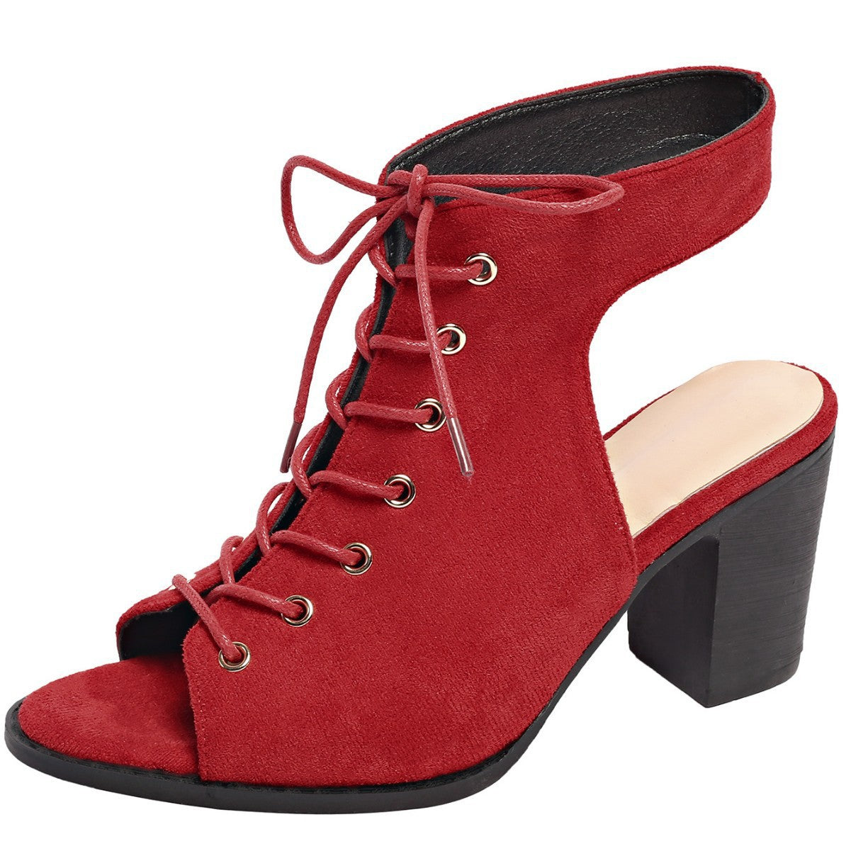 Dame Åbne Snørersandaler med fashionabel blokhæl Stilla