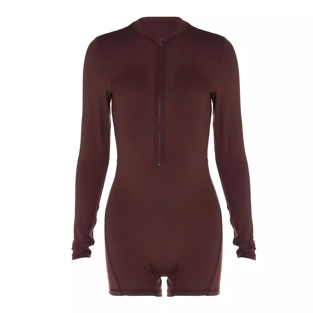 Dame Elegant en-delt badedragt med lange ærmer og lynlås Stilla