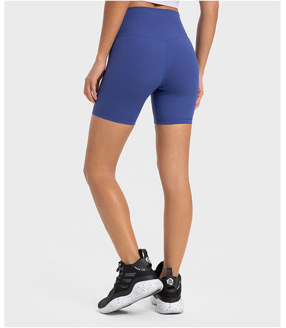 Stilla | Ribbet Nude Feel Talje Formende Yoga Bukser Høj Talje Slankende Udendørs Træningsshorts