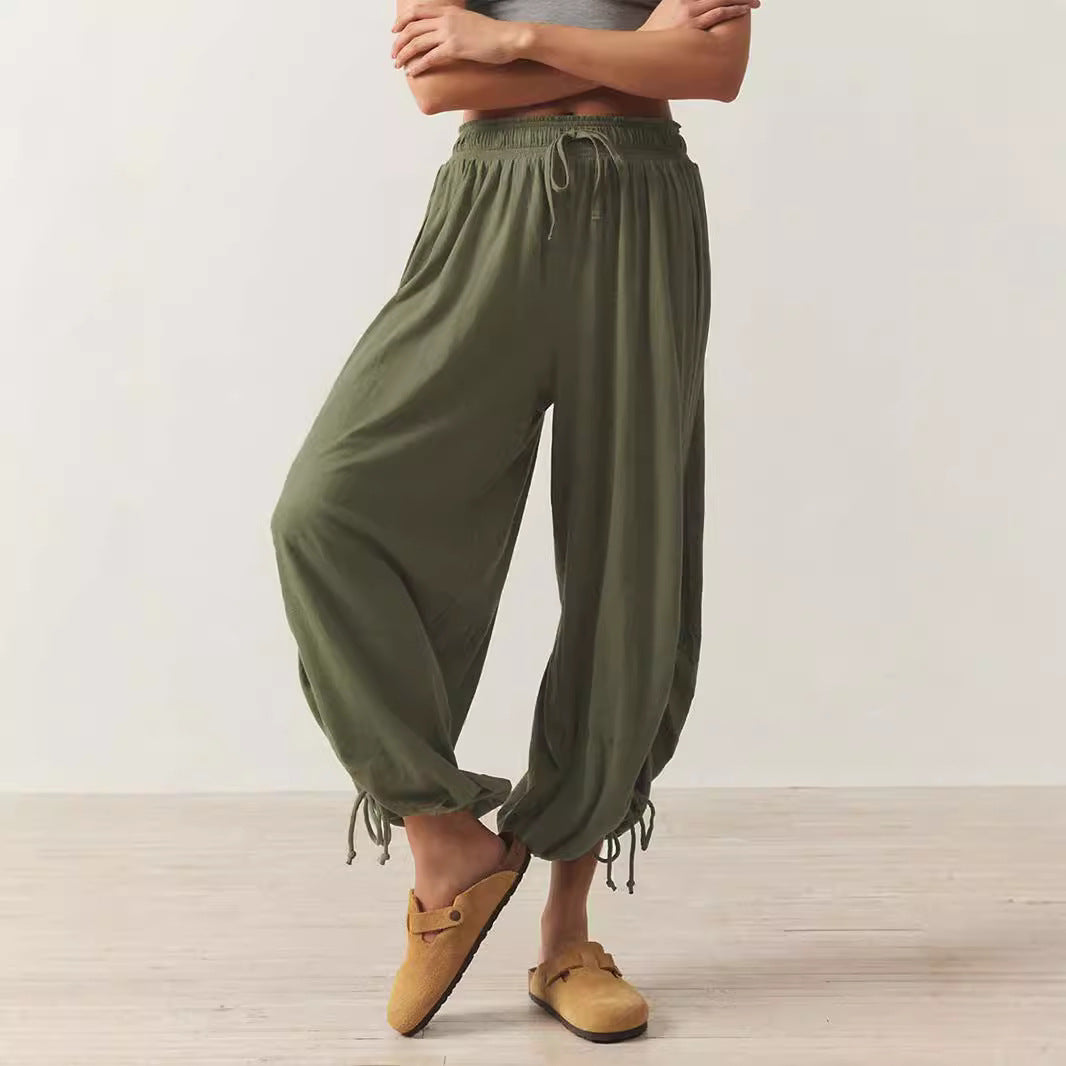 Dame afslappede Palazzo-bukser med elastisk talje og justerbare ankelbånd Stilla