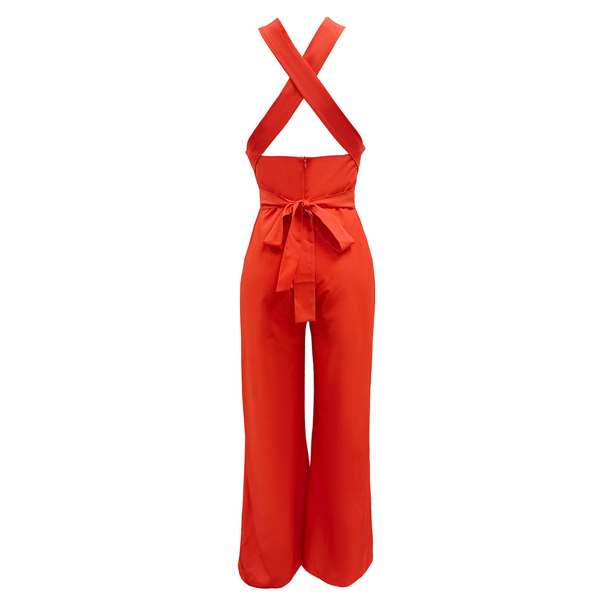 Dame jumpsuit med elegant V-udskæring og raffinerede knude detaljer Stilla