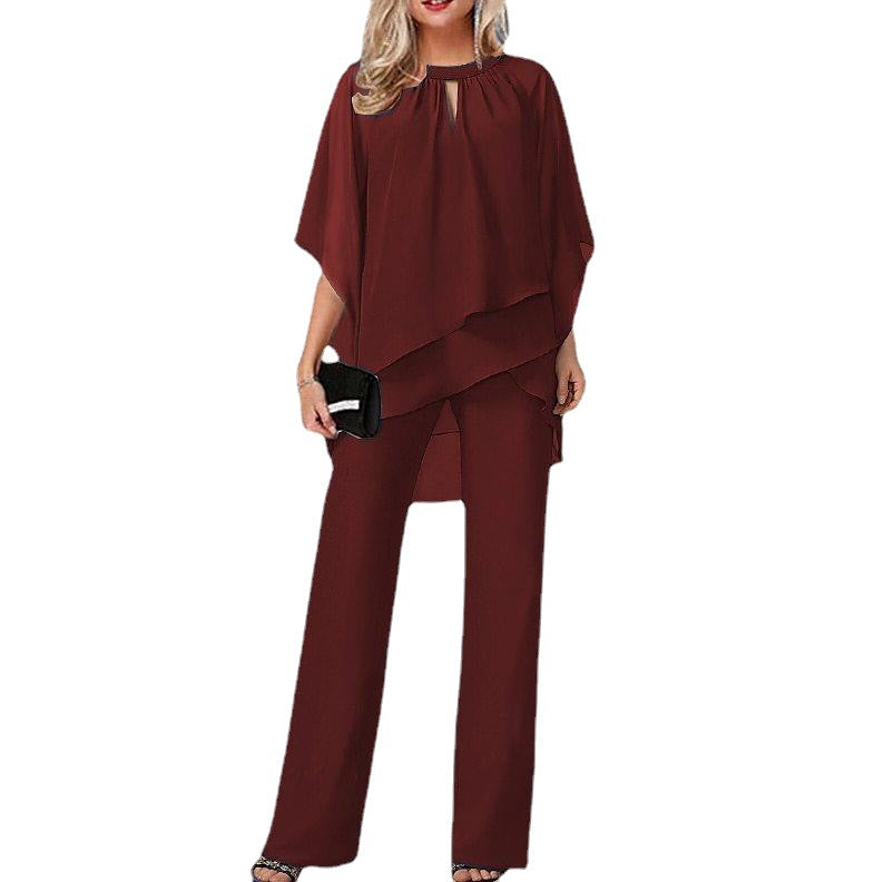Dame Elegant Cape-Stil Jumpsuit Sæt Stilla