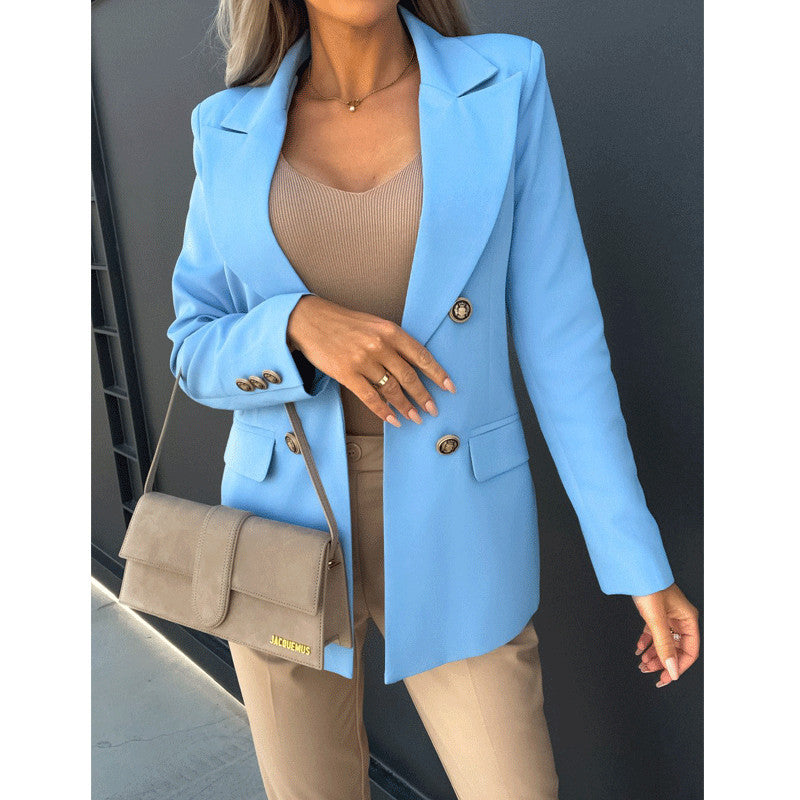 Dame Elegant Blazer i moderne snit med dobbelt knaplukning Stilla