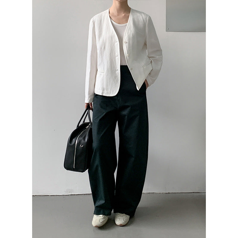 Dame elegant blazerjakke med blødt stof og minimalistisk knaplukning Stilla