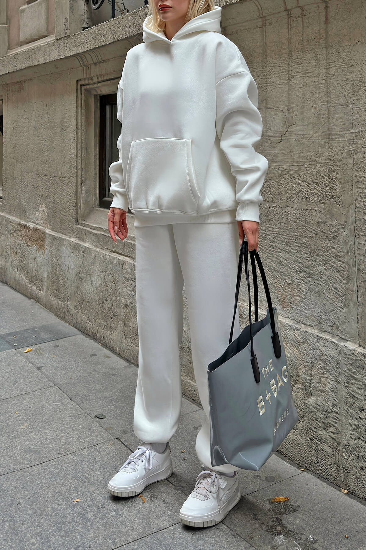 Dame afslappet oversized hoodie og bred bukser sæt Stilla