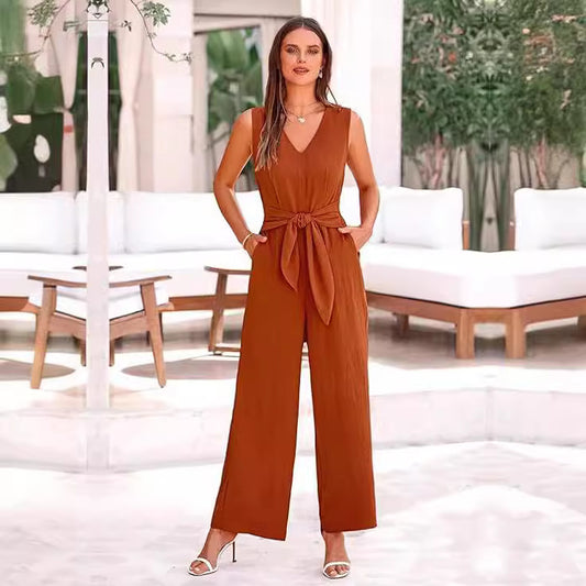Damer Elegante Jumpsuit med V-udskæring og figursyet design Stilla