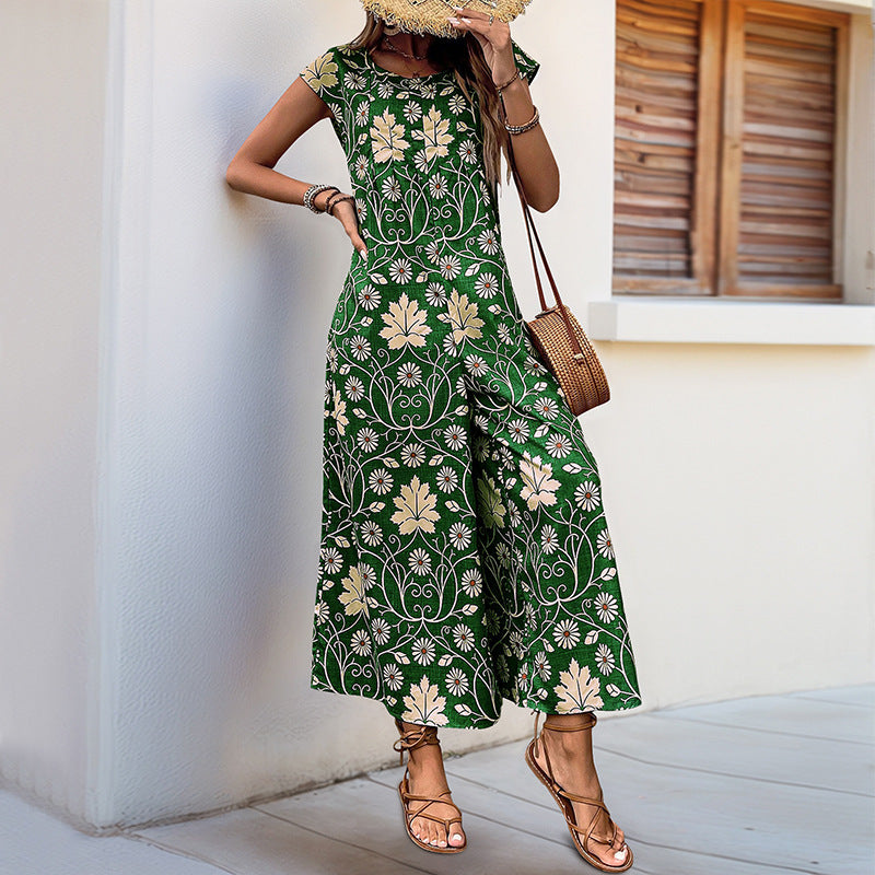 Dame Floral Print brede ben bukser jumpsuit Stilla