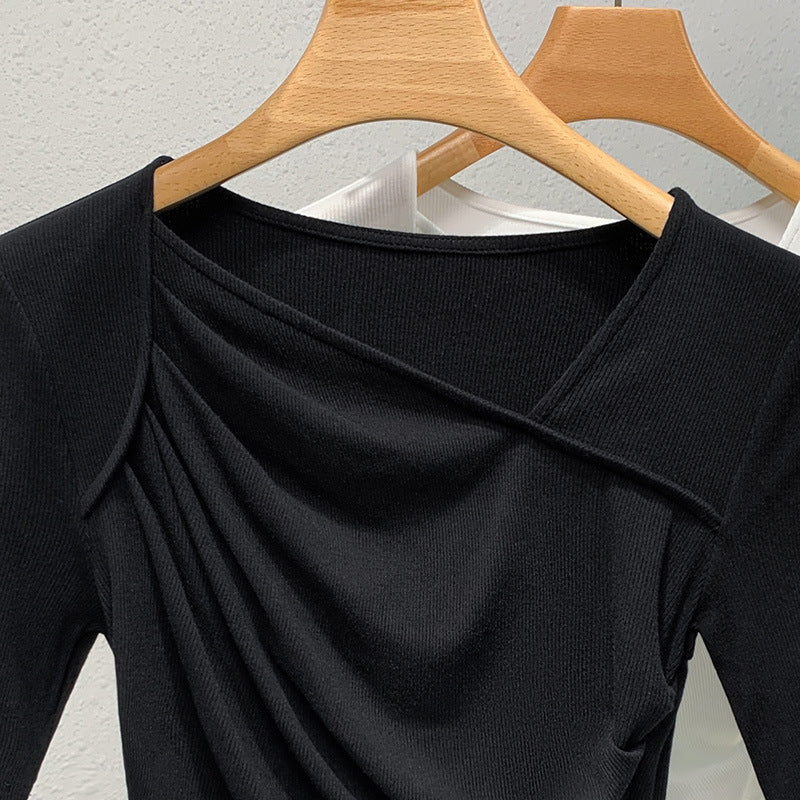 Dame Dekorativ Kortærmet T-shirt med raffineret Draperingsdesign Stilla