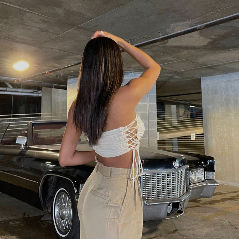 Dame Cropped Top med rynker og sidelandsbinding Stilla