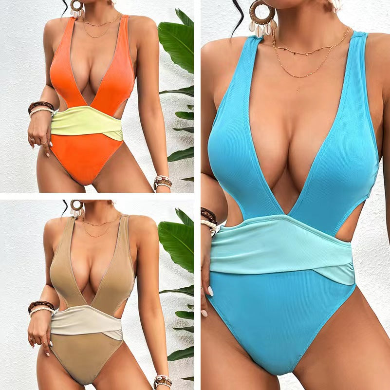 Dame Designer Badedragt med højt benudskæring og dyb V-udskæring Stilla