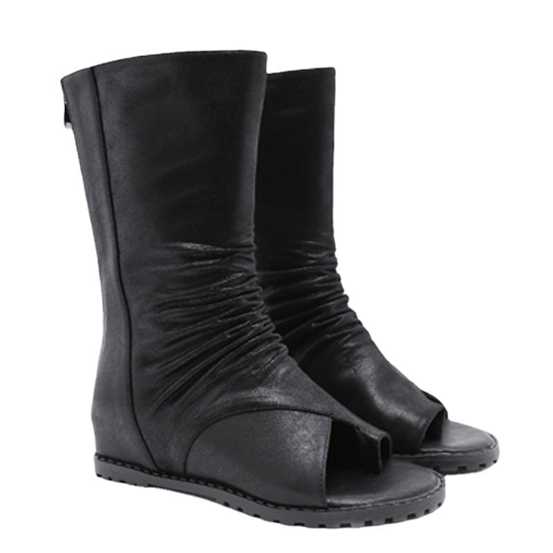 Dame åbne støvler med raffineret rynkning og moderne design Stilla