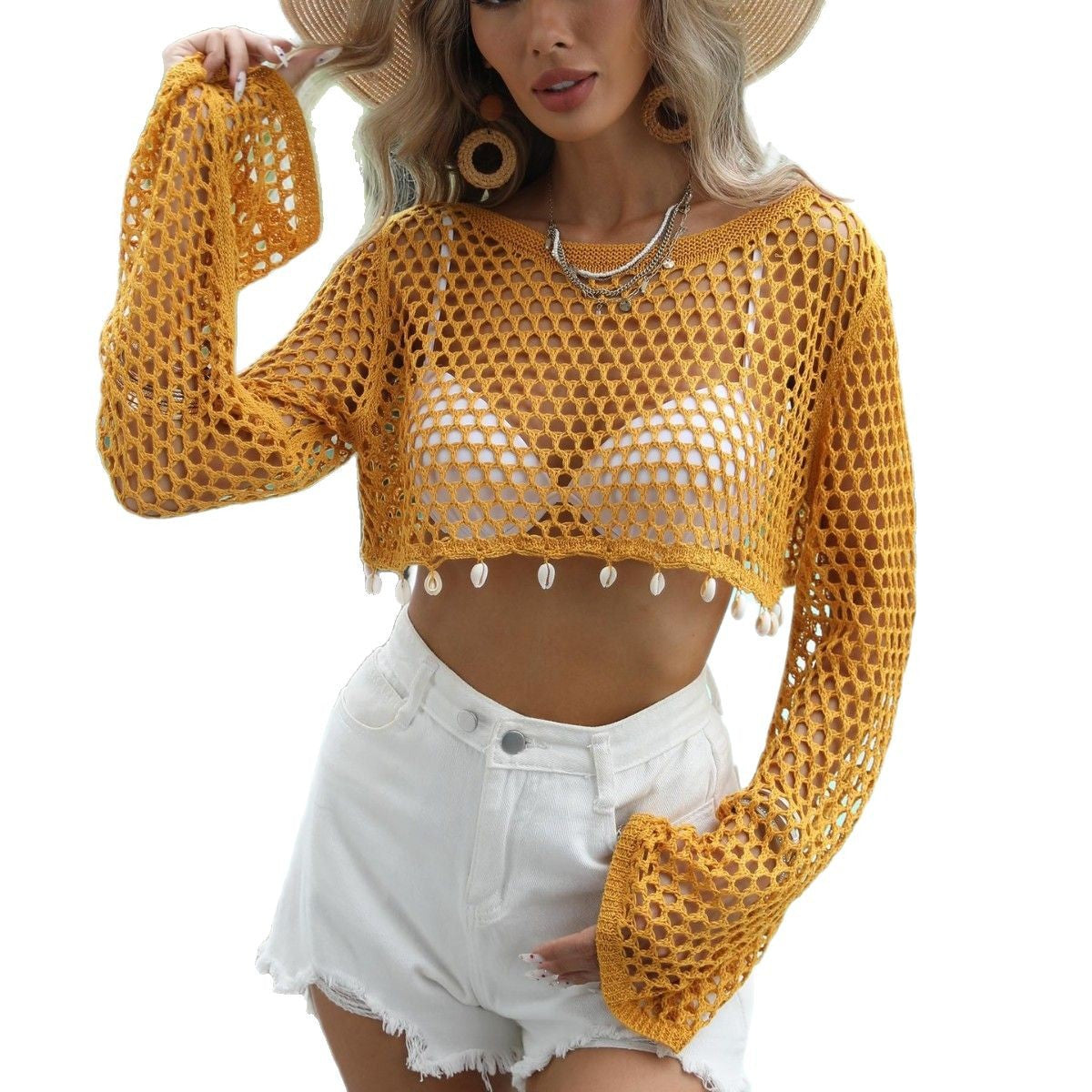 Dame Åben Strik Strandkjole Stilla