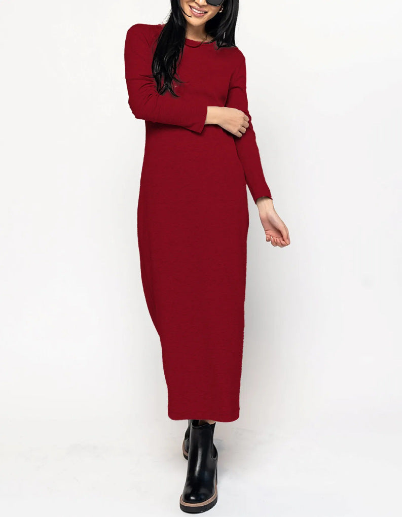 Dame afslappet langærmet maxikjole i hudvenlig bomuld Stilla