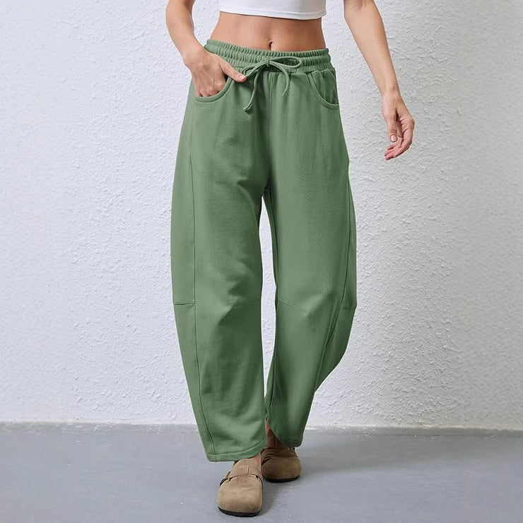 Dame afslappet fritidshose med elastisk talje og sidelommer Stilla