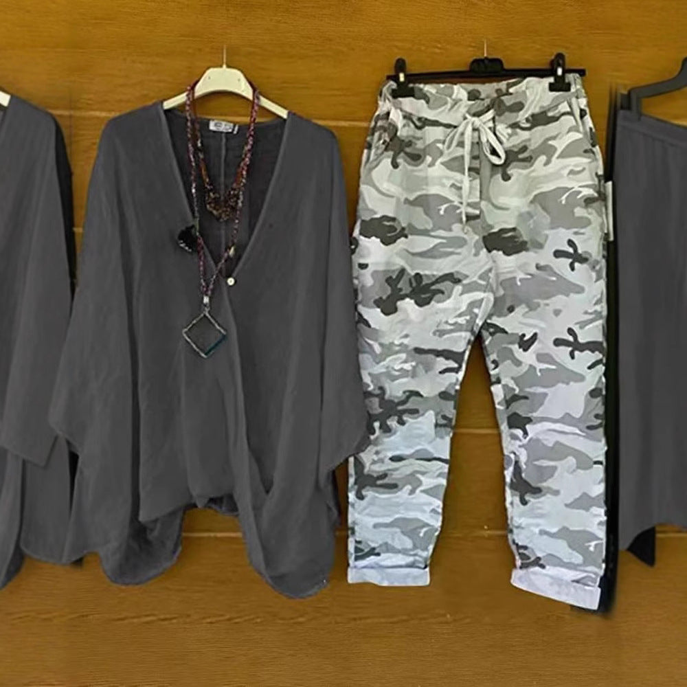 Dame afslappet Overcut Tunika og cargobukser i camouflage-stil Stilla