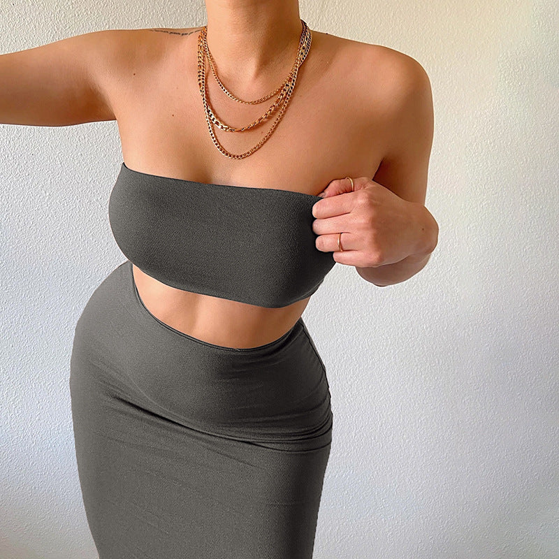 Dame Crop-Top og Midi-Nederdel Sæt med figursyet Design Stilla