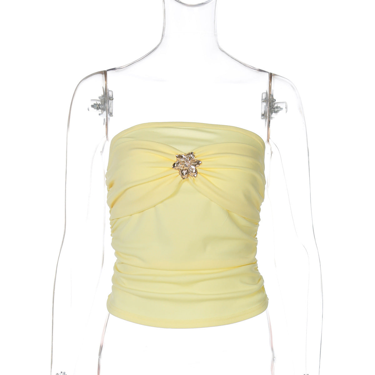 Dame Elegant bandeau top med flot blomsterapplikation Stilla