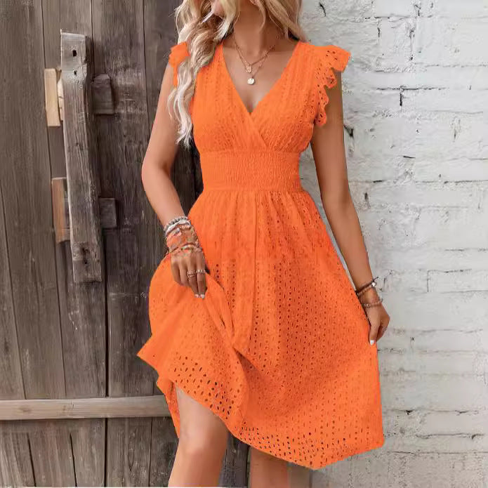 Dame sommerkjole med ruffle detaljer Stilla