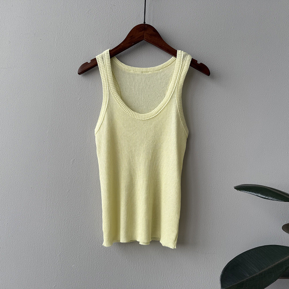 Dame afslappet ribbet t-shirt med brede stropper og komfortabel pasform Stilla