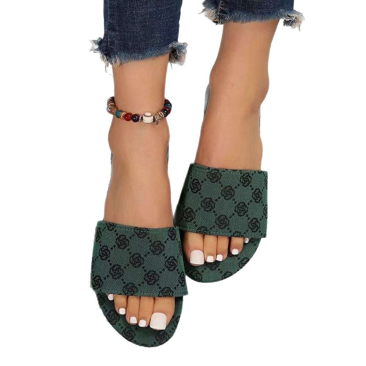 Dame åbne badesandaler med trendy logostik og skridsikker sål Stilla