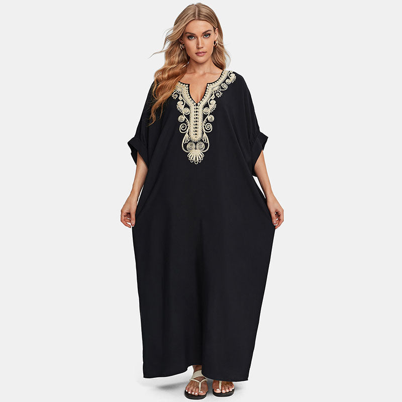 Dame Elegant Kaftan med kunstneriske broderier Stilla