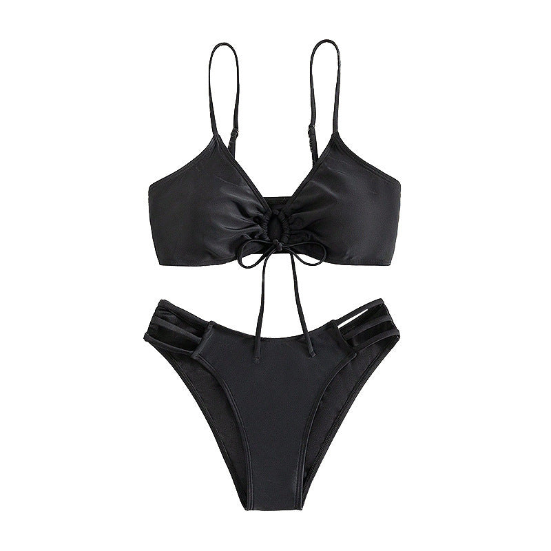 Dame Cut-Out Front Tie Bikini Sæt Stilla