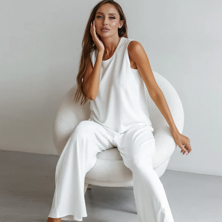 Dame afslappet lounge-sæt i fint ribstrik Stilla