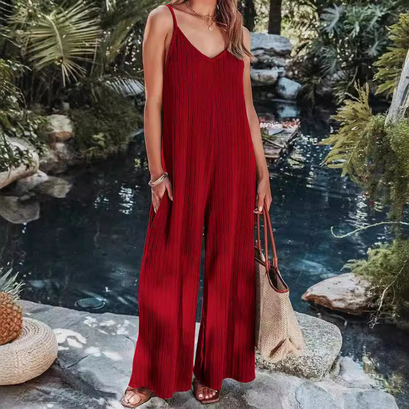 Dame jumpsuit i afslappet snit med fine striber Stilla
