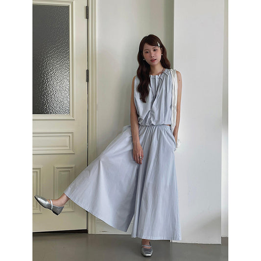 Dame afslappet oversized top med flæsedetaljer og rundudskæring Stilla