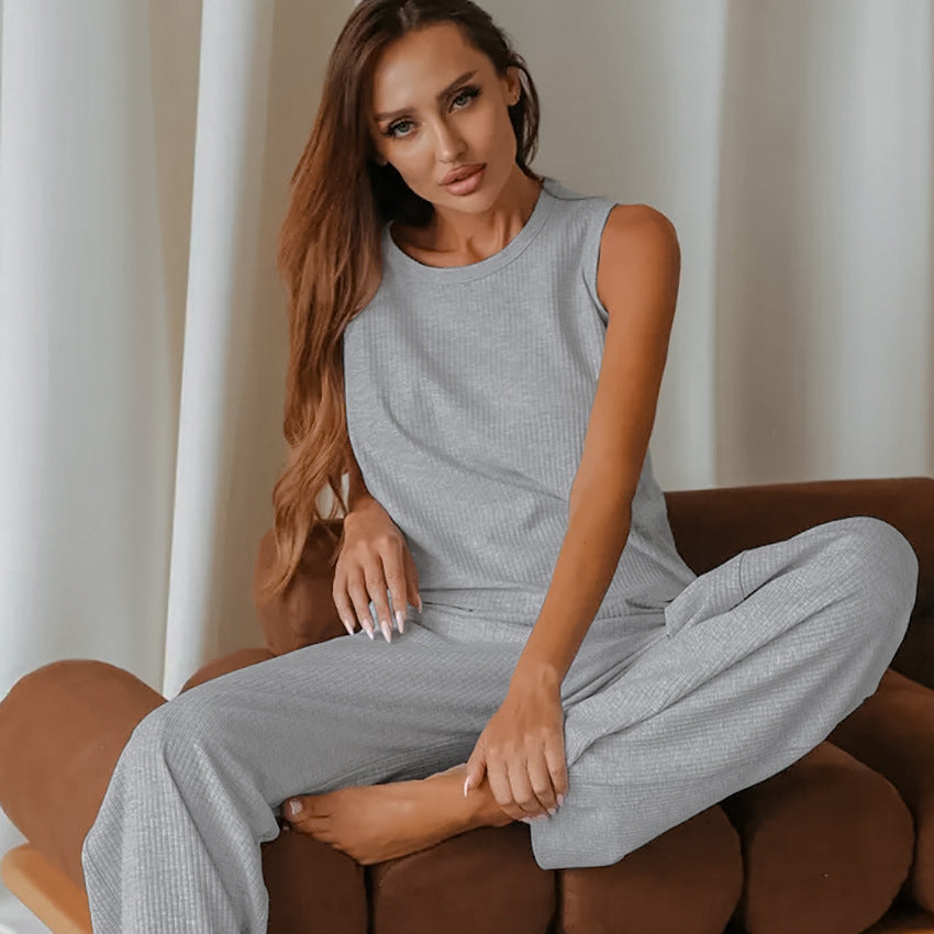 Dame afslappet lounge-sæt i fint ribstrik Stilla