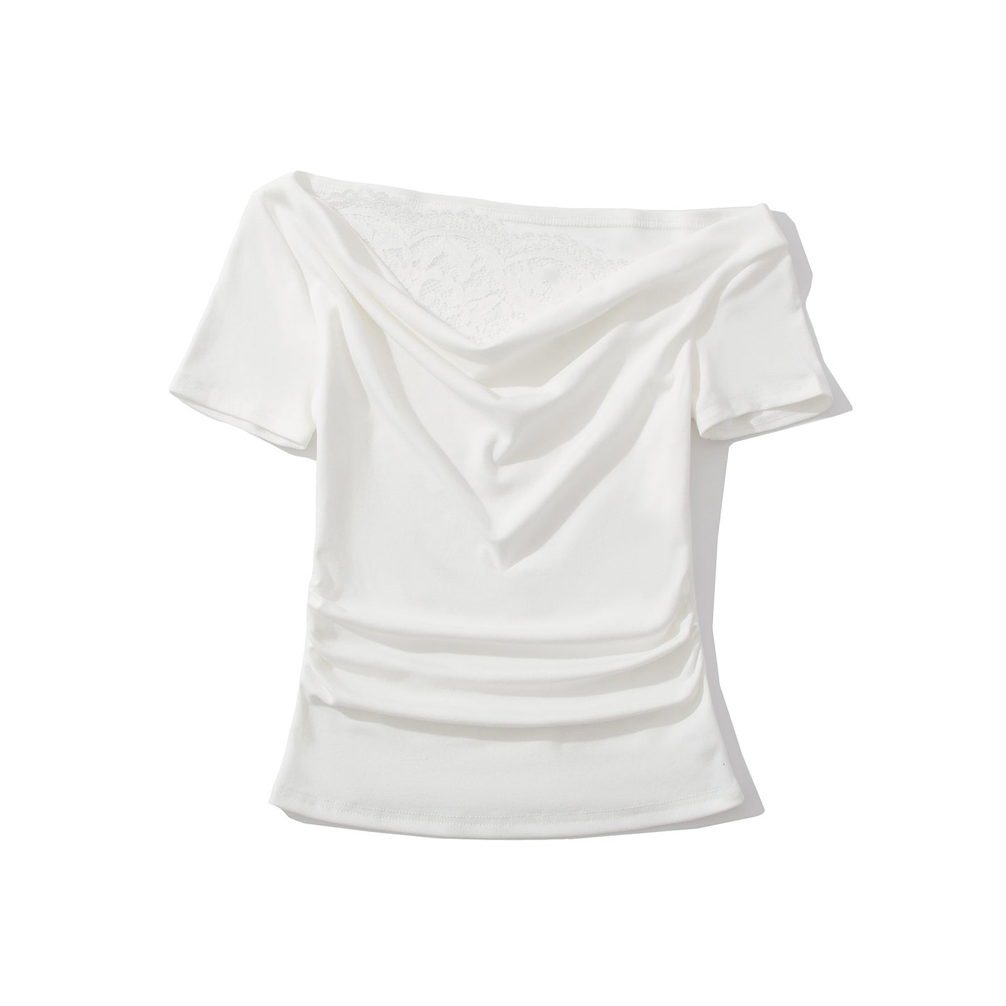 Dame elegant indpakning-oberdeel med attraktiv V-udskæring og dekorative flæsedetaljer Stilla