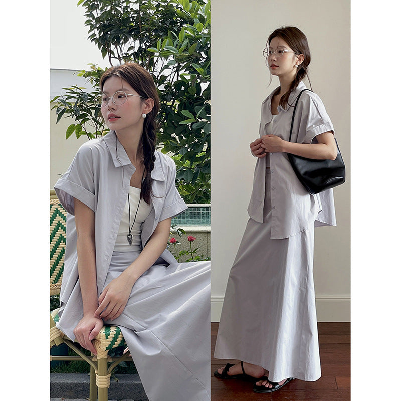 Dame afslappet ensemble af crop-top og maxi-nederdel Stilla