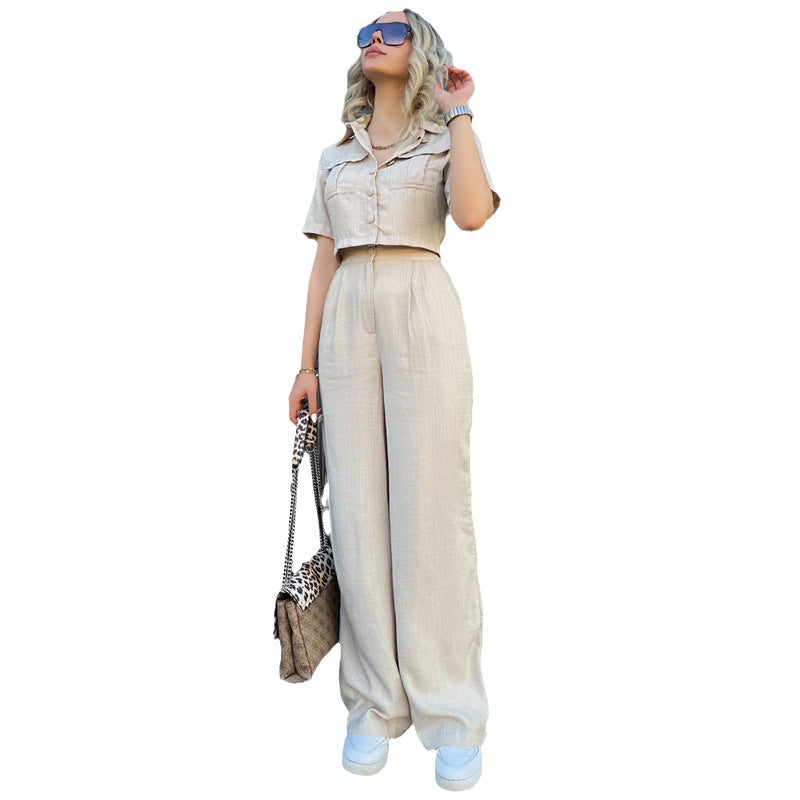 Dame Modischer Jumpsuit med cropped overdel og bredt ben Stilla