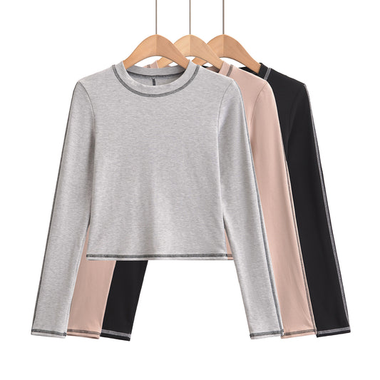 Dame afslappet langærmet shirt med raffinerede kontrastsyninger og behageligt bærekomfort Stilla