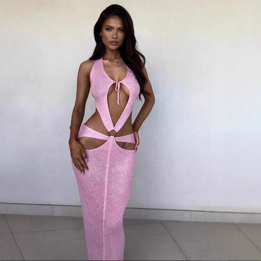 Dame Cut-Out Maxikjole med dyb V-udskæring og raffinerede detaljer Stilla