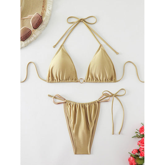 Bikini-sæt med trekantet overdel og høj benudskæring til kvinder Stilla