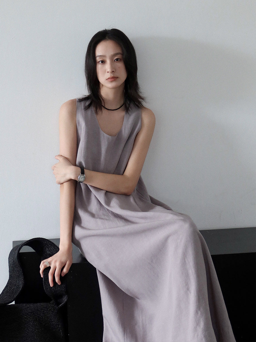 Dame afslappet Jersey-maxikjole med racerback og svajende nederdel Stilla