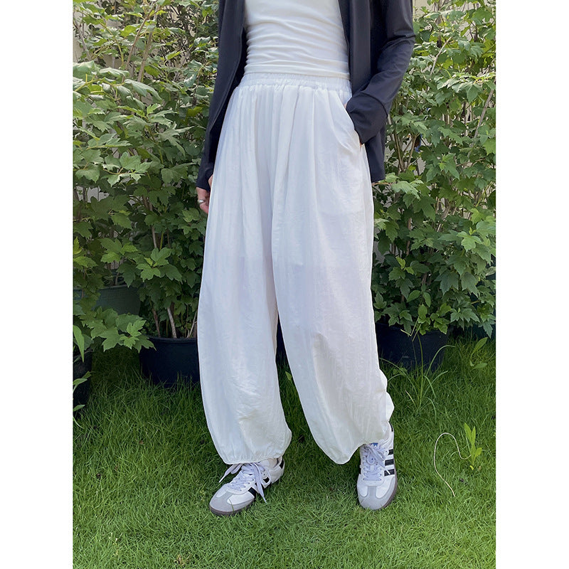 Dame afslappede højtaljede fritidsbukser med elastisk talje og lommer Stilla