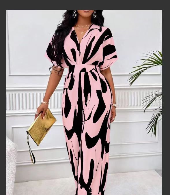 Dame Elegant Maxijumpsuit med dyb V-udskæring og bredt skåret ben Stilla
