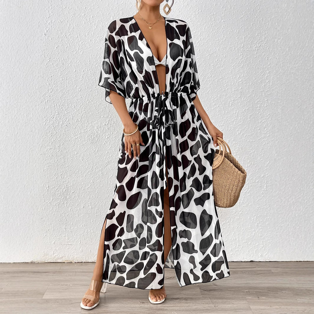 Dame elegant Kaftan med moderne dyremønster Stilla