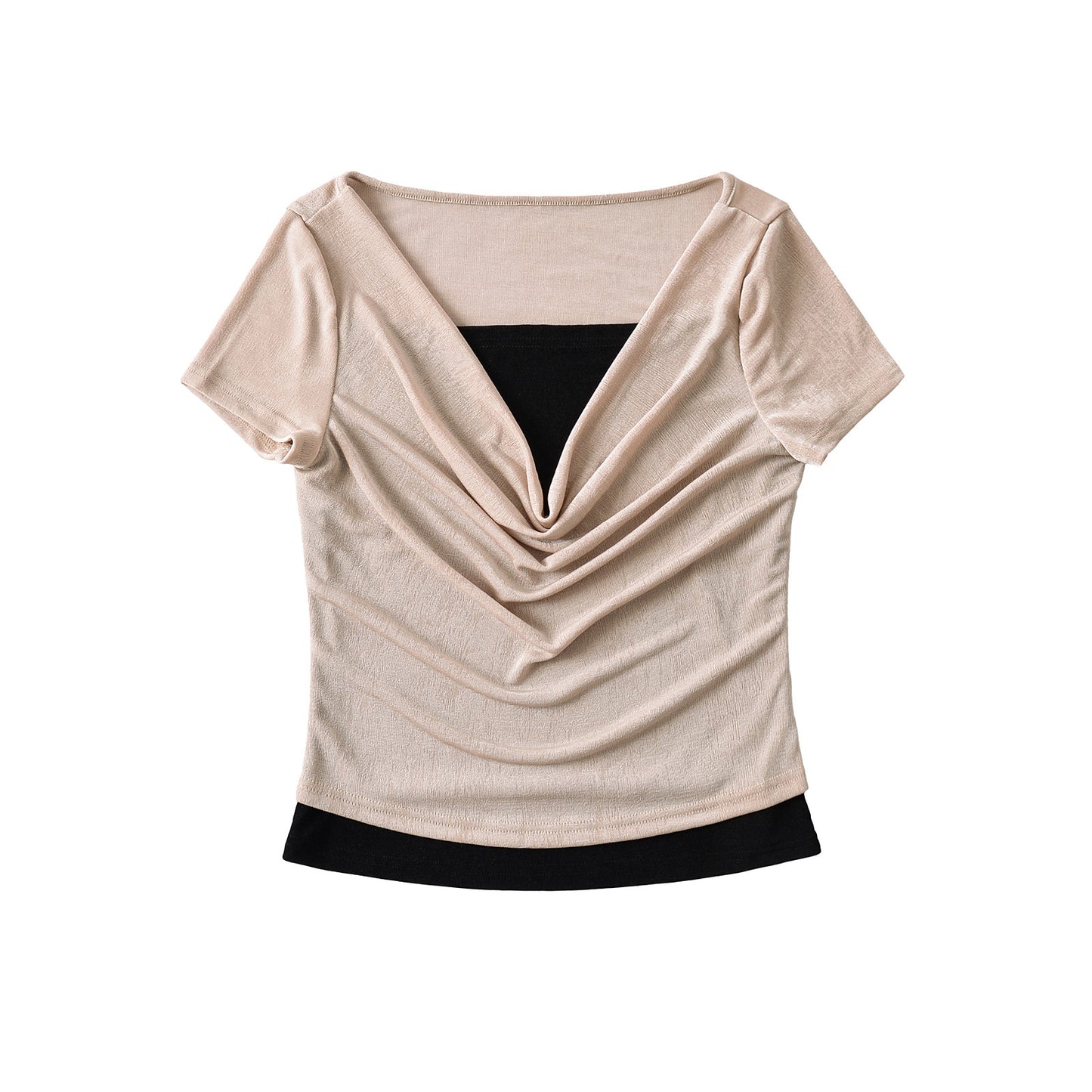 Dame elegant drapeetop med legende design og rund halsudskæring Stilla