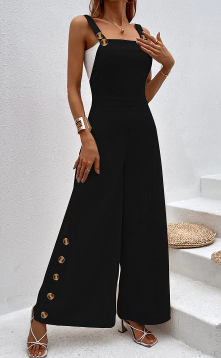 Dame Culotte Jumpsuit med bred ben og knapdetalje Stilla