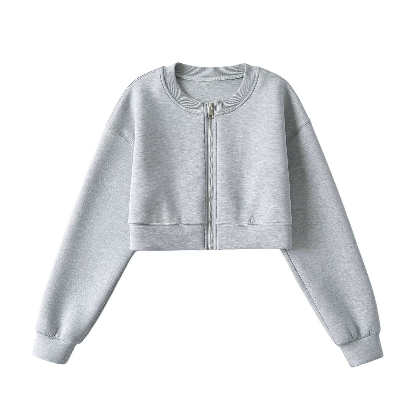 Dame cropped Sweatjakke med praktisk lynlås og afslappet skærep Stilla